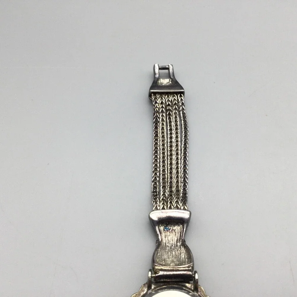 Pamex Womens Watch 26mm Silver Tone Marcasite MOP Dial New Battery 6.5